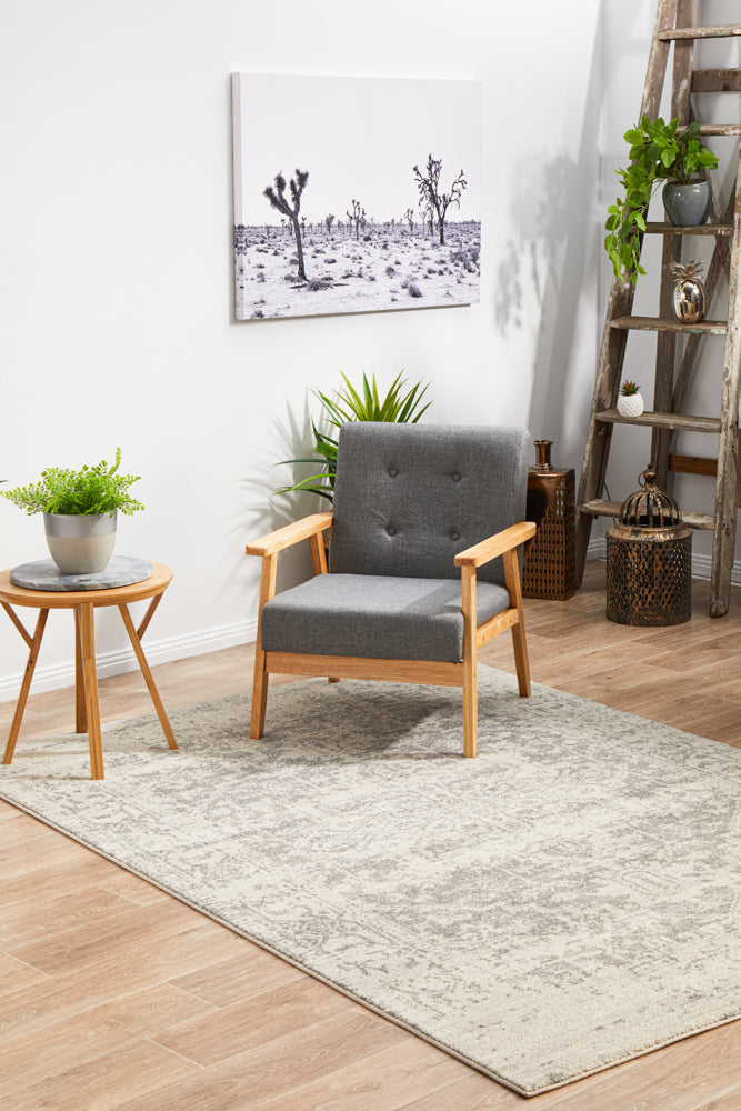 Summon Dream White Silver Transitional Rug