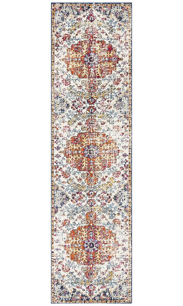 Summon Carnival White Transitional Runner Rug