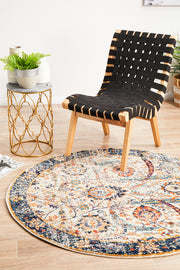 Summon Peacock Ivory Transitional Round Rug