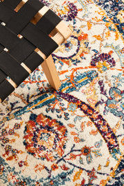 Summon Peacock Ivory Transitional Round Rug