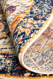 Summon Peacock Ivory Transitional Round Rug