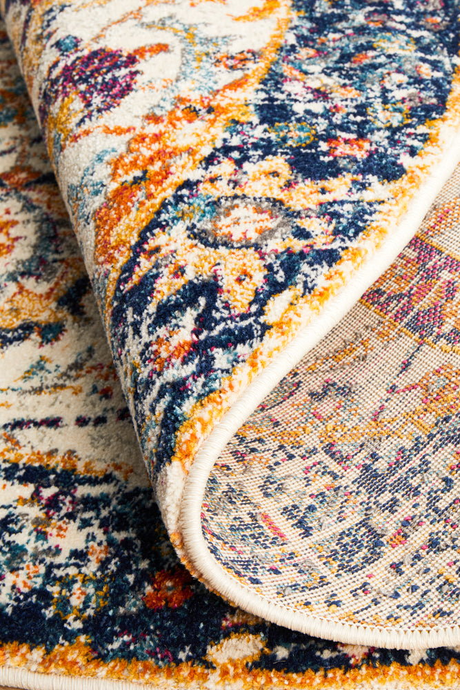 Summon Peacock Ivory Transitional Round Rug