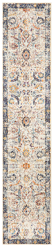 Summon Peacock Ivory Transitional Runner Rug
