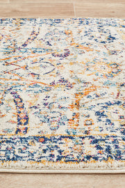 Summon Peacock Ivory Transitional Runner Rug