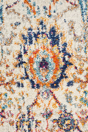 Summon Peacock Ivory Transitional Runner Rug