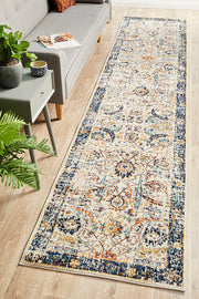 Summon Peacock Ivory Transitional Runner Rug