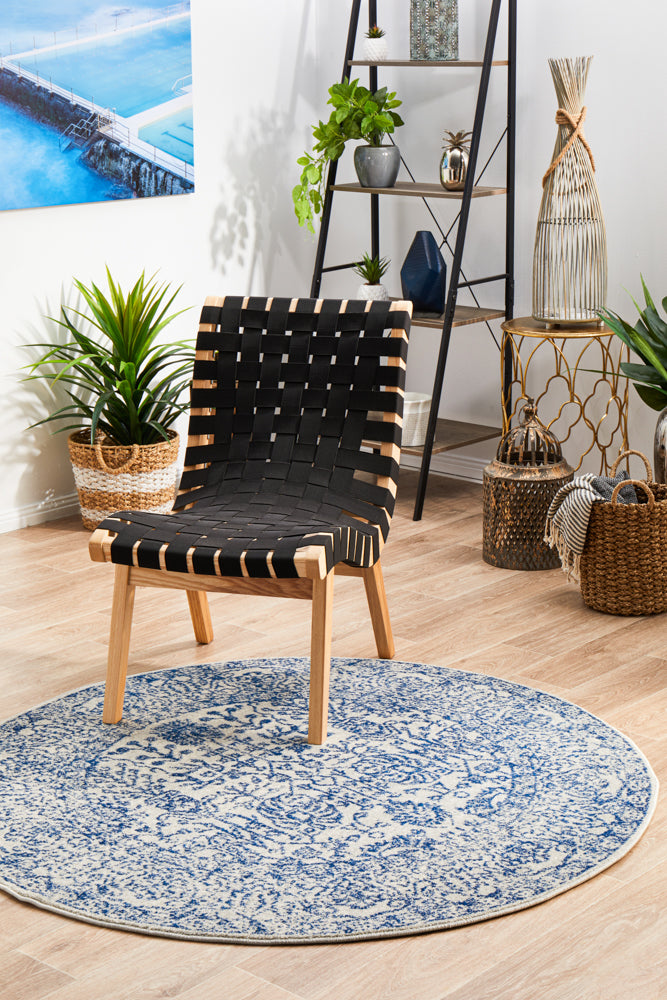 Summon Frost Blue Transitional Round Rug