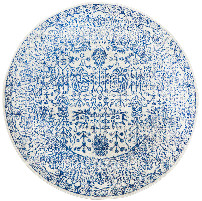 Summon Frost Blue Transitional Round Rug