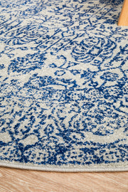 Summon Frost Blue Transitional Round Rug