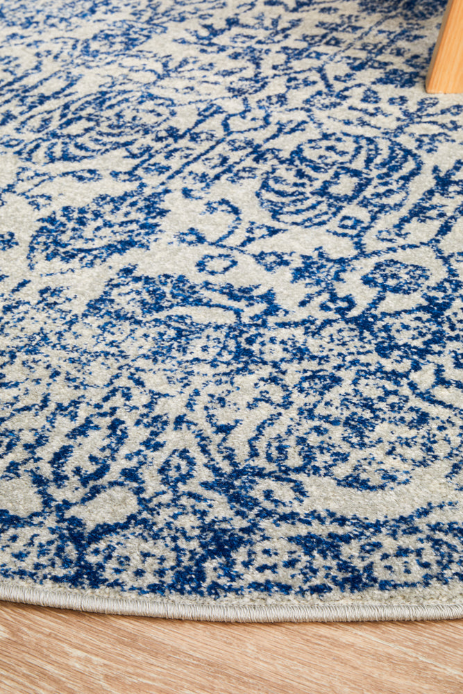 Summon Frost Blue Transitional Round Rug