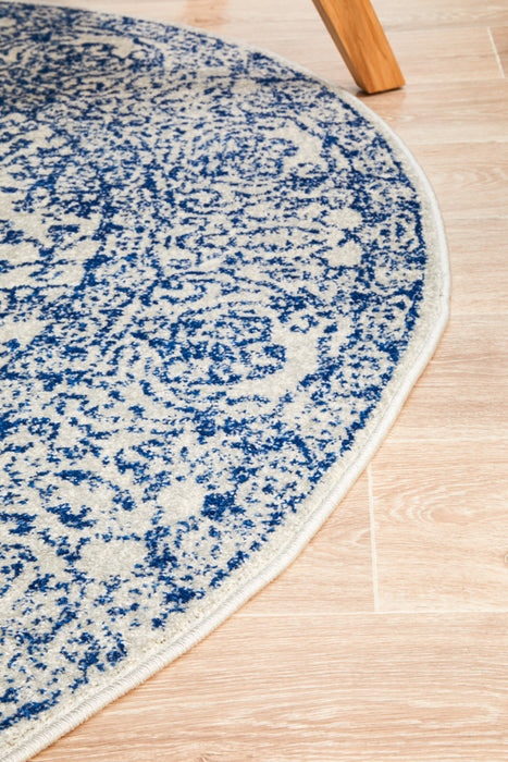 Summon Frost Blue Transitional Round Rug