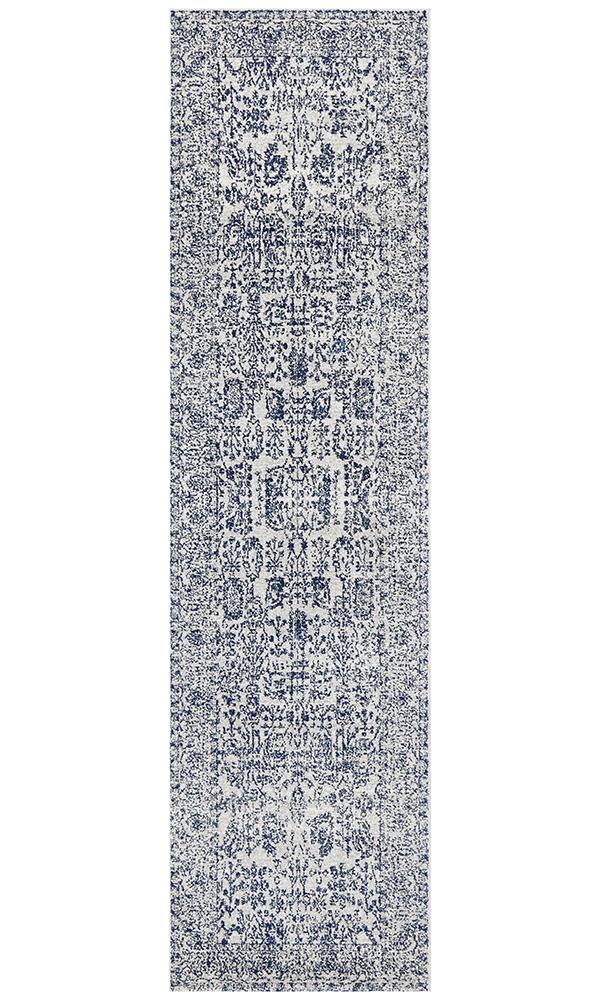 Summon Frost Blue Transitional Runner Rug