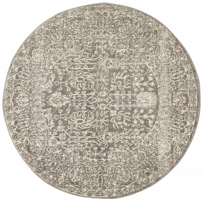 Summon Homage Grey Transitional Round Rug