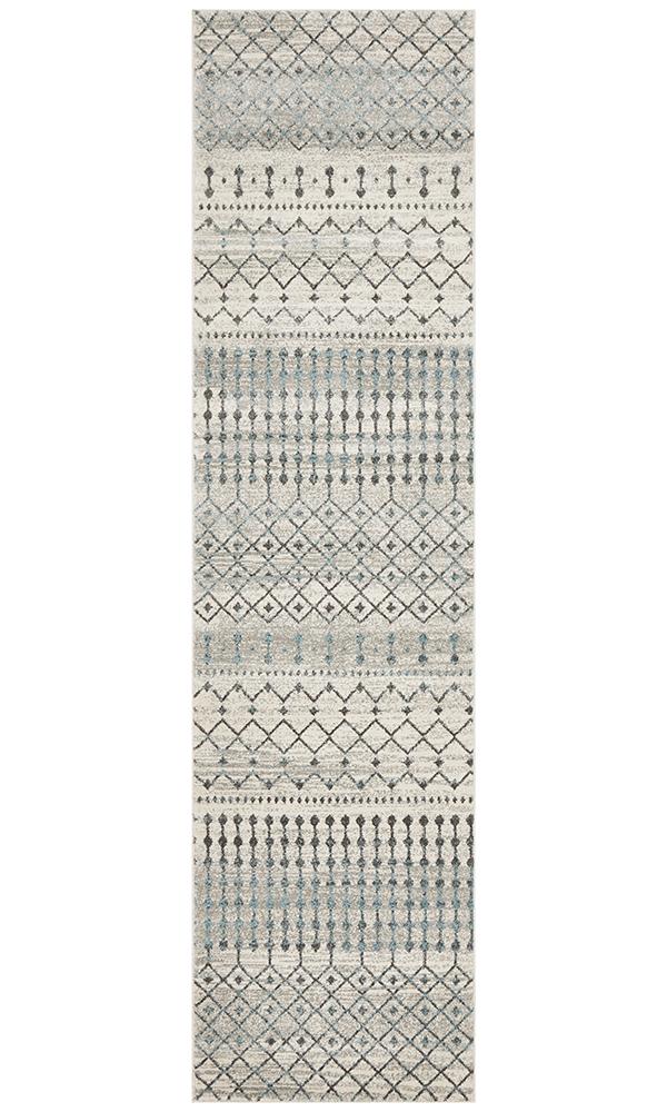 Summon Slate White Transitional Runner Rug