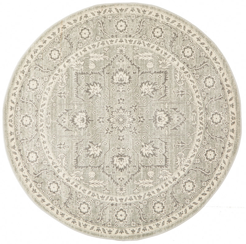 Summon Silver Flower Transitional Round Rug