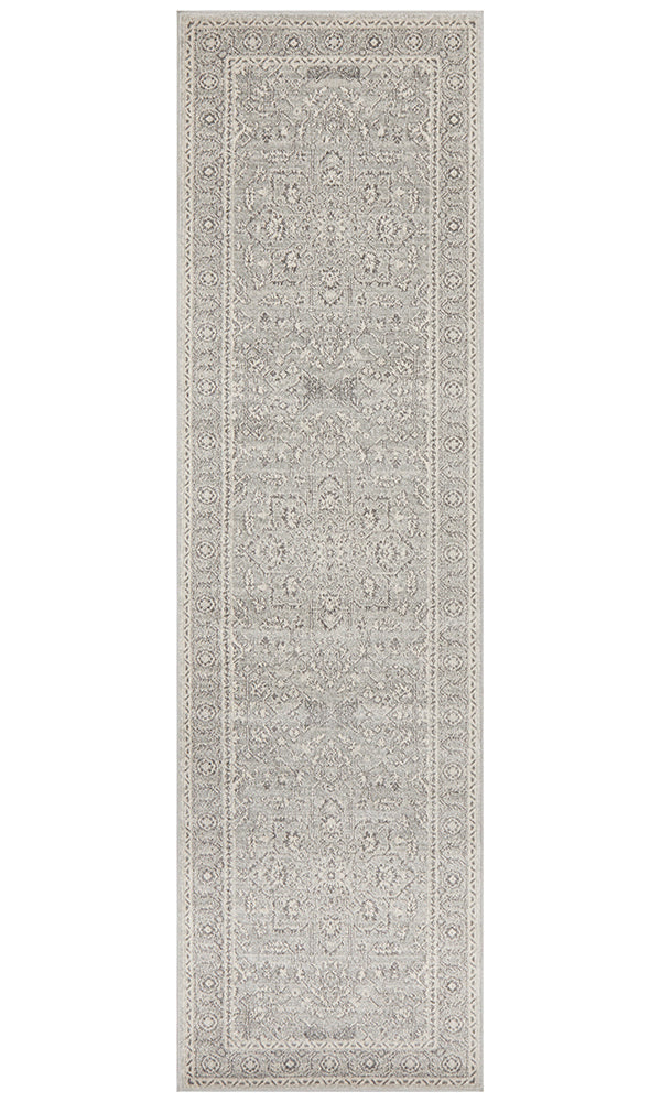 Summon Silver Flower Transitional Runner Rug