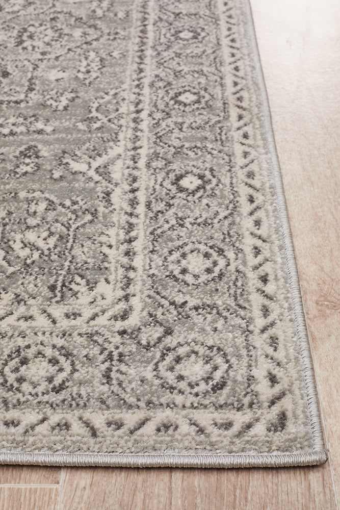 Summon Silver Flower Transitional Runner Rug