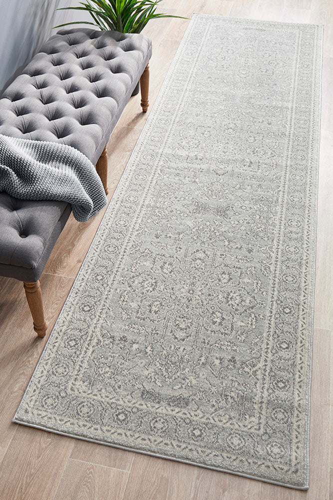 Summon Silver Flower Transitional Runner Rug