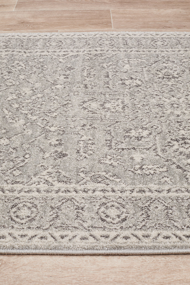 Summon Silver Flower Transitional Runner Rug