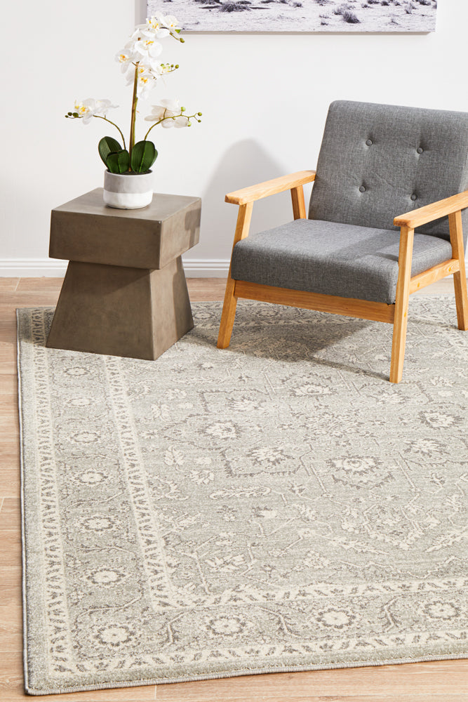 Summon Silver Flower Transitional Rug