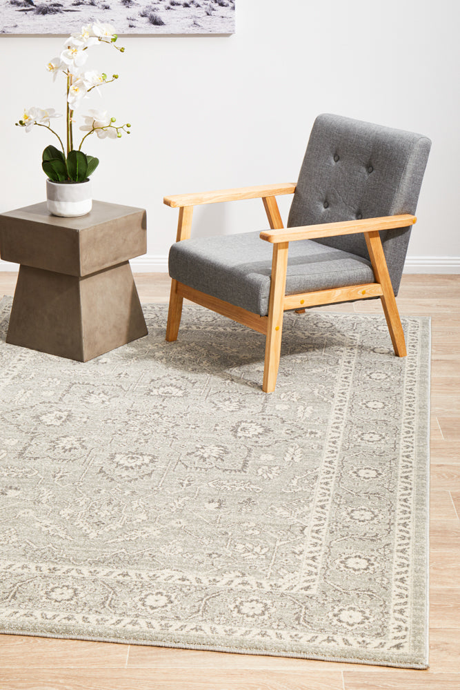 Summon Silver Flower Transitional Rug