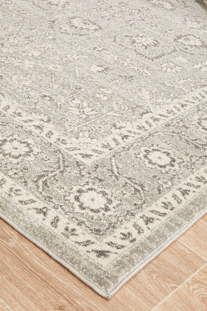 Summon Silver Flower Transitional Rug