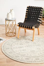 Summon Winter White Transitional Round Rug