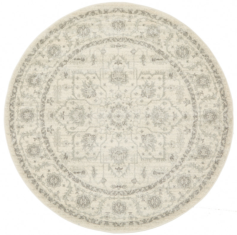 Summon Winter White Transitional Round Rug