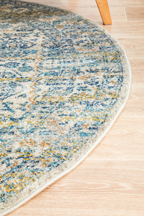 Summon Duality Silver Transitional Round Rug