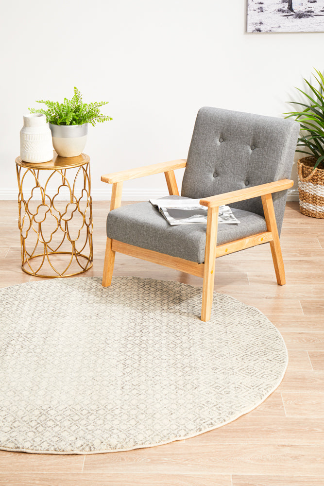 Summon Diamond Grey Transitional Round Rug