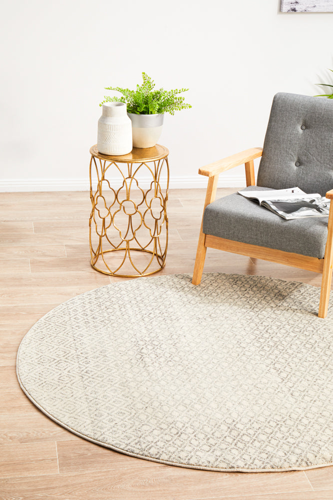 Summon Diamond Grey Transitional Round Rug