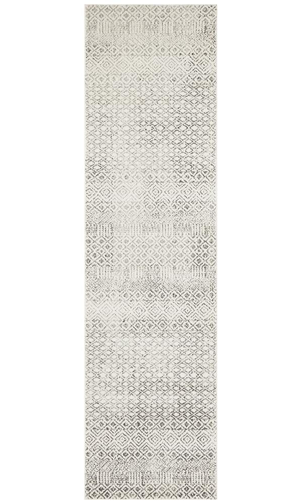 Summon Diamond Grey Transitional Runner Rug