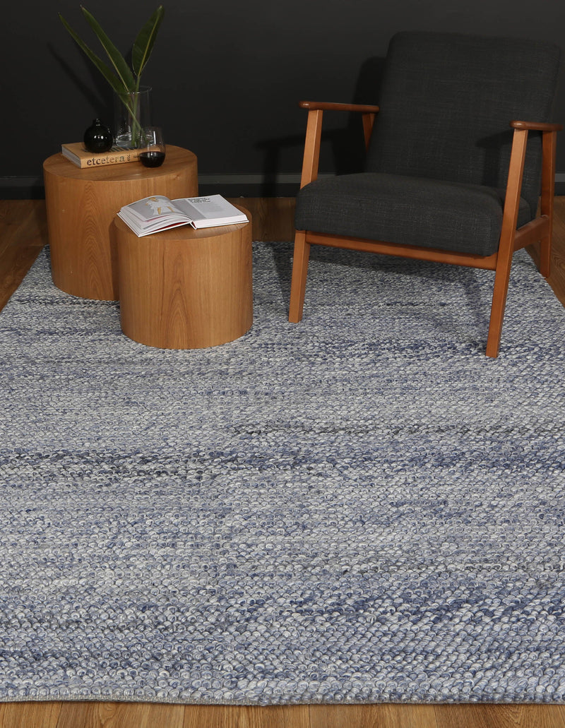 Zayna Loopy Wool Blend Blue Rug