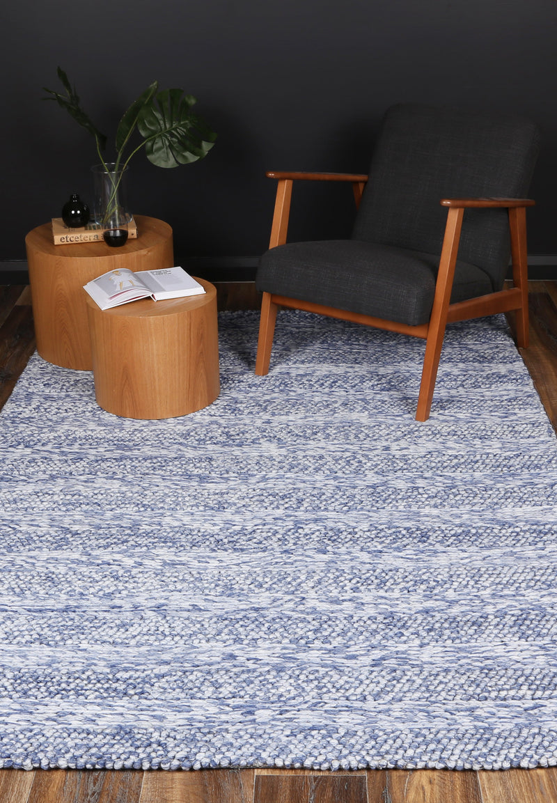Zayna Ringlets Wool Blend Blue Rug