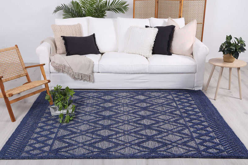 Himalaya Tribal Blue Wool Rug