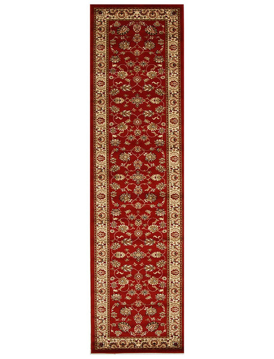 Traditional Floral Design Red Runner Rug
