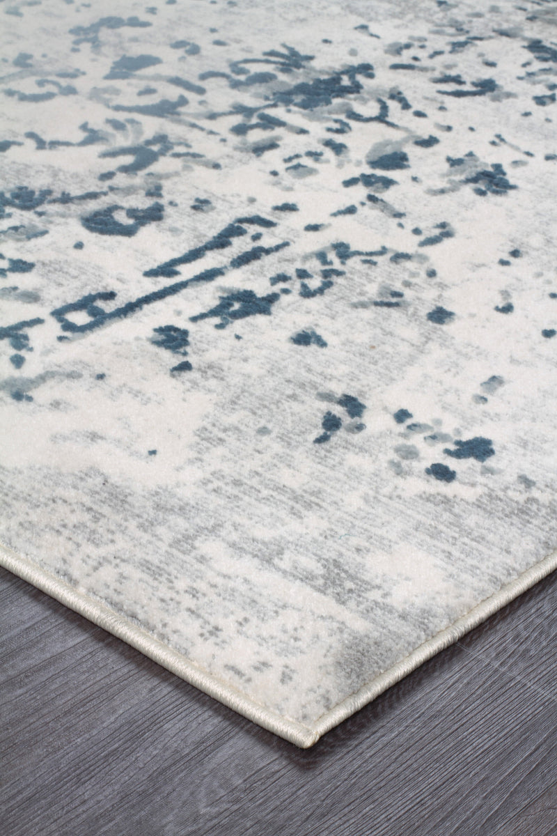 Casper Distressed Modern Rug Blue Grey White