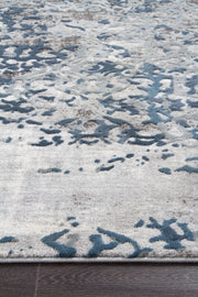 Casper Distressed Modern Blue Grey White Runner Rug