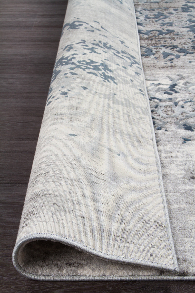 Casper Distressed Modern Blue Grey White Runner Rug