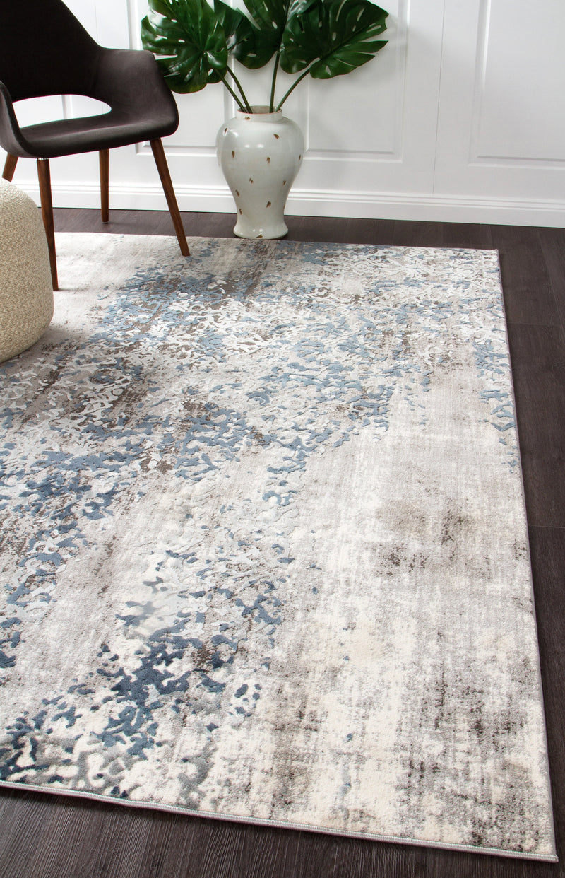 Casper Distressed Modern Rug Blue Grey White