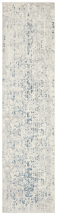 Farah Distressed Contemporary Rug White Blue Grey