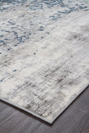 Farah Distressed Contemporary Rug White Blue Grey