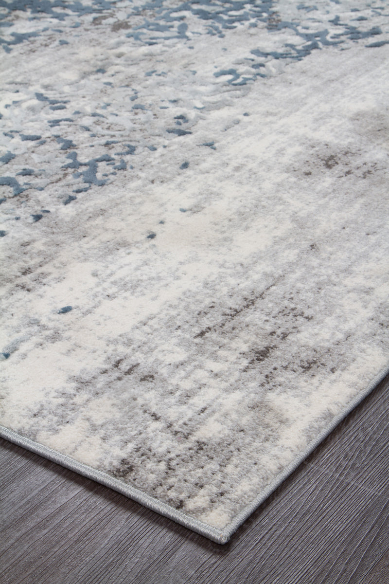 Farah Distressed Contemporary Rug White Blue Grey