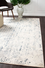 Farah Distressed Contemporary Rug White Blue Grey