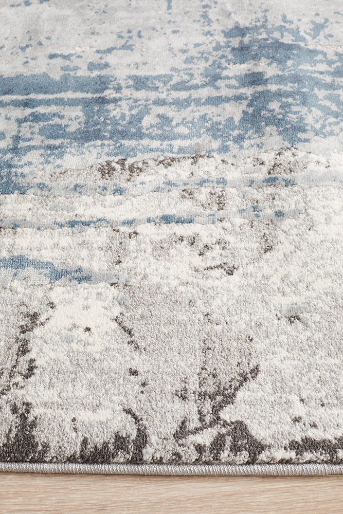 Roxana Distressed Timeless Blue Grey White Runner Rug