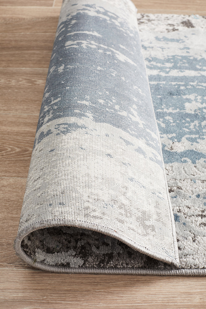Roxana Distressed Timeless Blue Grey White Runner Rug