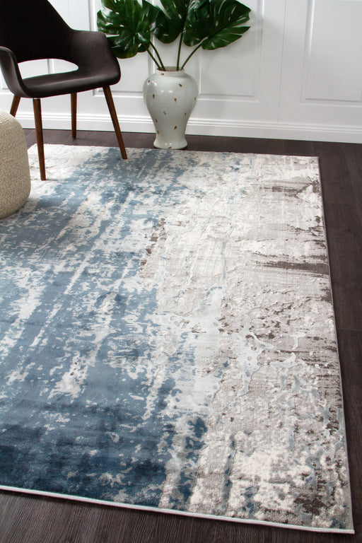 Roxana Distressed Timeless Blue Grey White Runner Rug