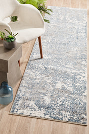 Yasmin Distressed Transitional Rug White Blue Grey