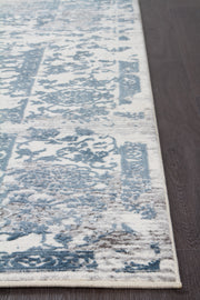 Yasmin Distressed Transitional White Blue Grey Runner Rug