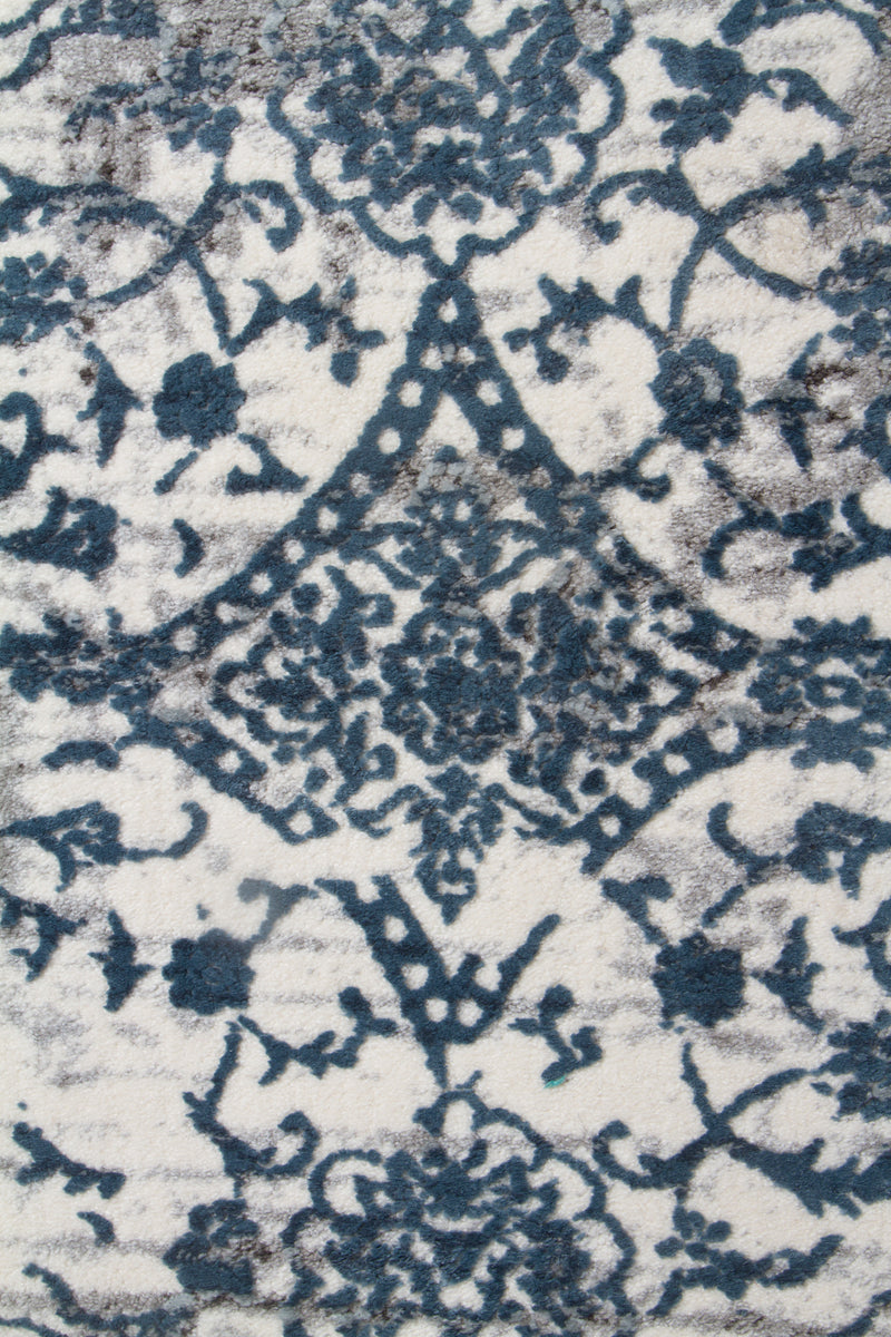 Yasmin Distressed Transitional Rug White Blue Grey